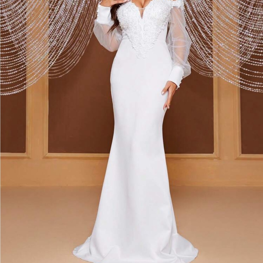 Beautiful wedding, engagement white dress